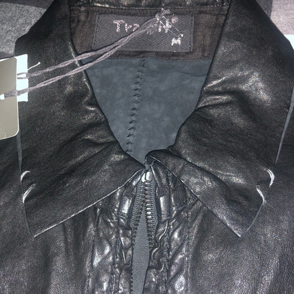 Transit Uomo Giubbino Black Leather Shirt Jacket - Picture 3 of 8